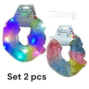 Set of 2 LED Multicolor Light-Up Scrunchies